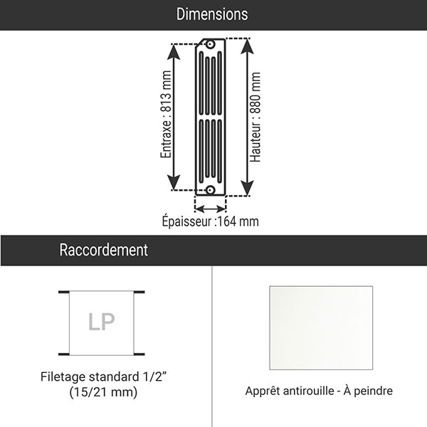 Radiateur fonte rideau Hauteur 880mm Longueur 420mm 1155 watt 7 — free download