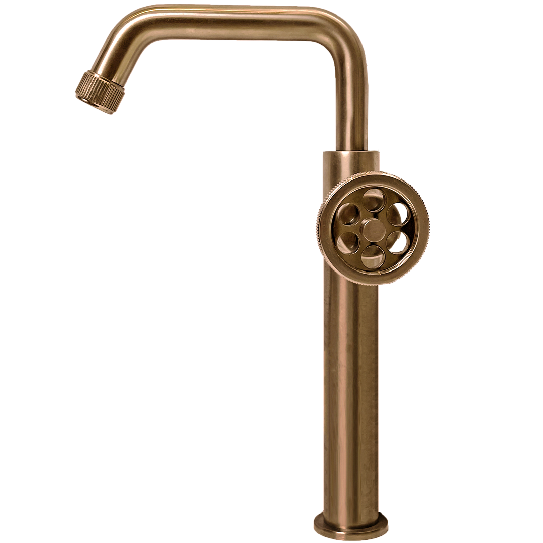 Indus bateria umywalkowa wysoki wykonanie szczotkowana miedź