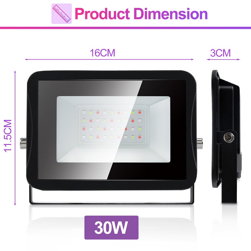 ChangM RGB Projecteur LED Exterieur 30W Contrôlé Par Smartphone Bluetooth, Intelligente RGB Spot LED De Couleur, IP66 Etanche, 20 Modes 16 Millions Couleurs, Pour Terrasse, Jardin Et Garage