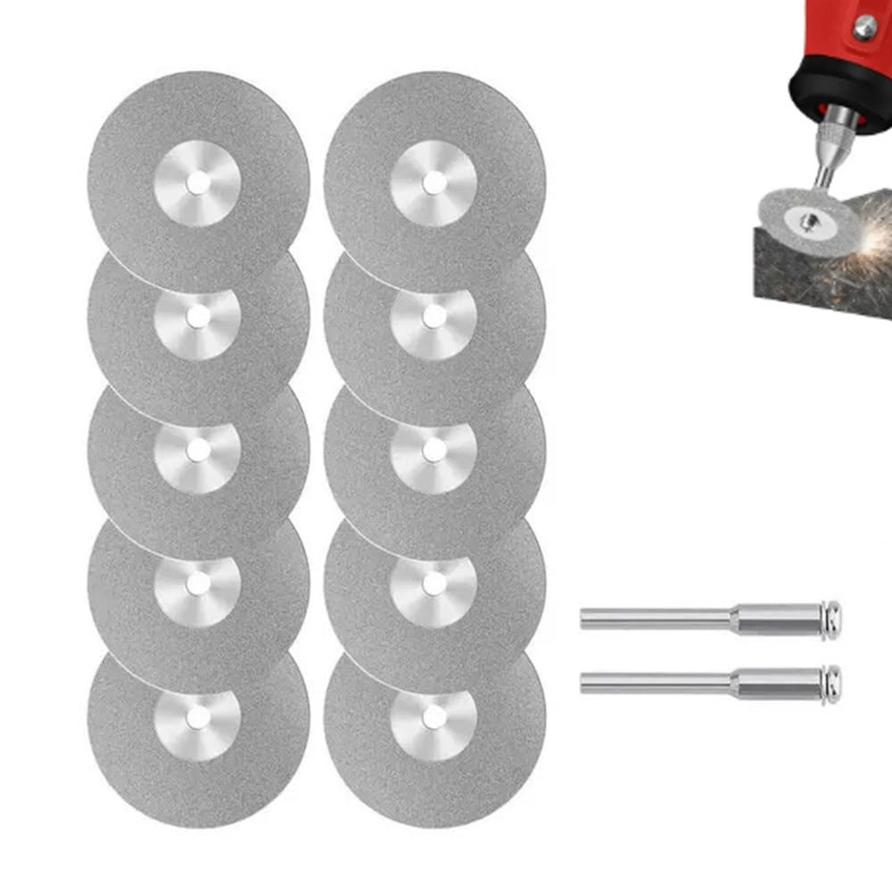Disques Diamant Dremel, Disque Dremel, Lot De 10 Disques De Coupe Diamant 30 Mm 8 Trous, Disques Diamant Avec 2 Mandrins, Mini Disques à Tronçonner Découpe Pour Outils Rotatifs