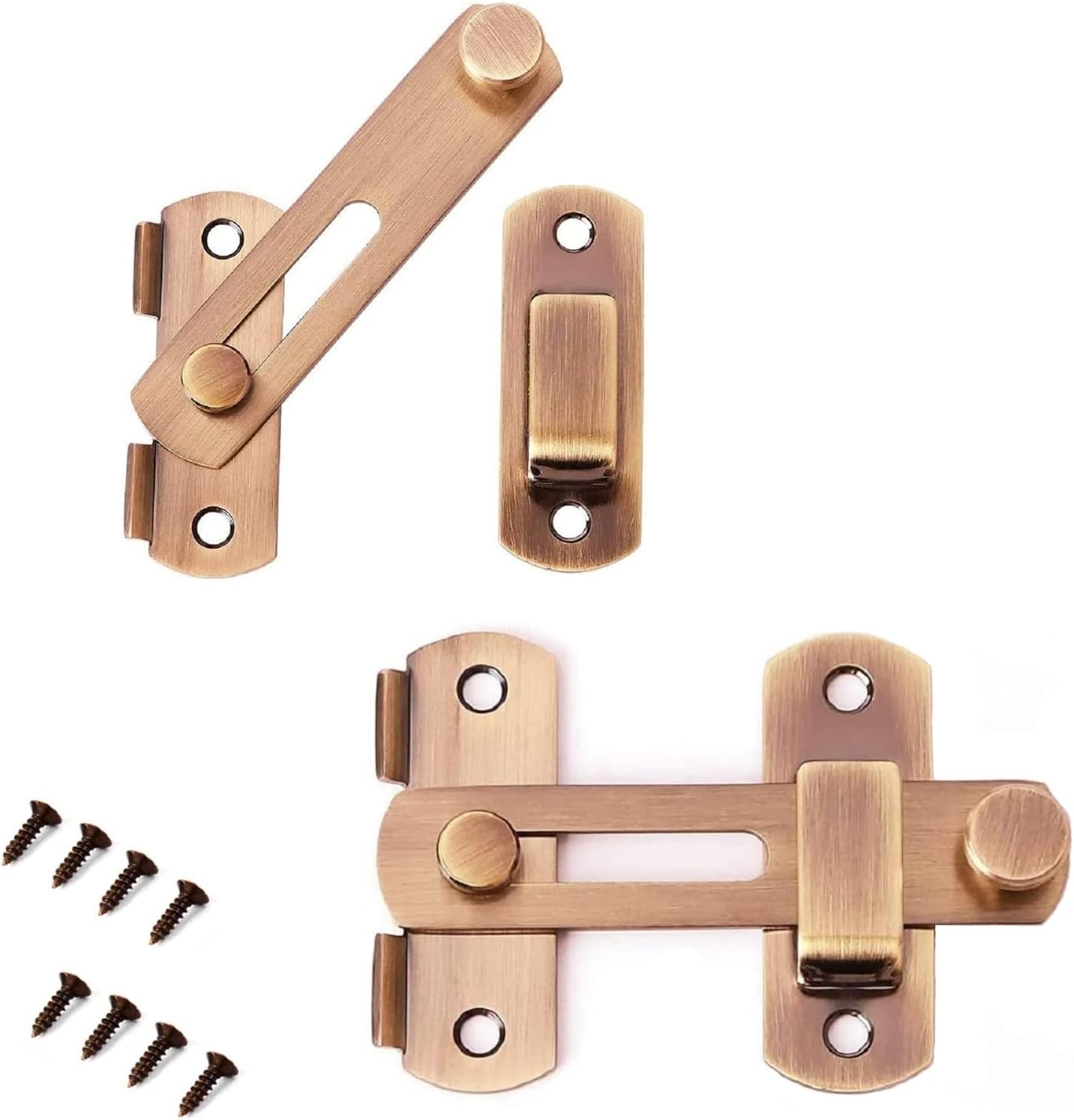Zestaw zatrzasków do drzwi przesuwnych ze stali nierdzewnej ze śrubami do drzwi, szafek, okien i furtek ogrodowych, kolor brązu czerwonego