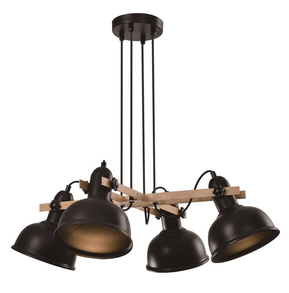 Lampa wisząca Reno czarna-ciemne drewno 4xE27x40W wym: 70 x 65 x 65 cm metal Candellux
