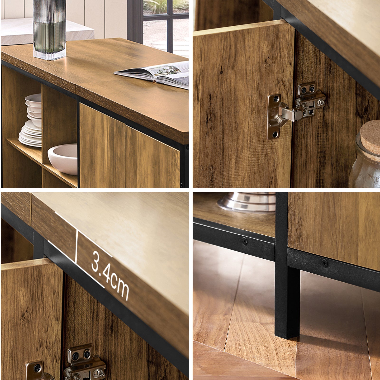 SoBuy Wyspa kuchenna Brązowy 170x60x88.5cm Przemysłowy KNL01-F - 8