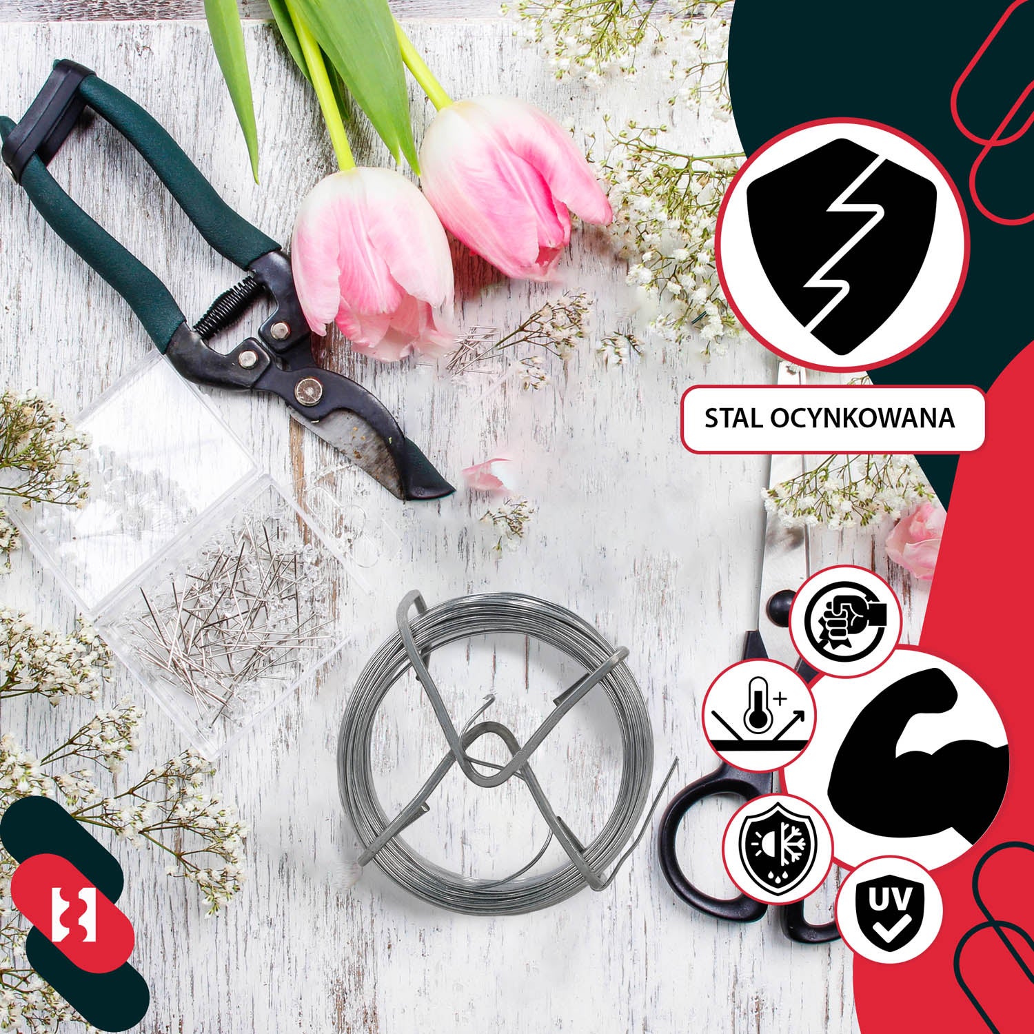 Fil de Jardin Galvanisé, diamètre 1,1 mm - 50 m - Fil de Serrage - Fil de Clôture - Pour Attacher des Plantes - KOTARBAU - 7