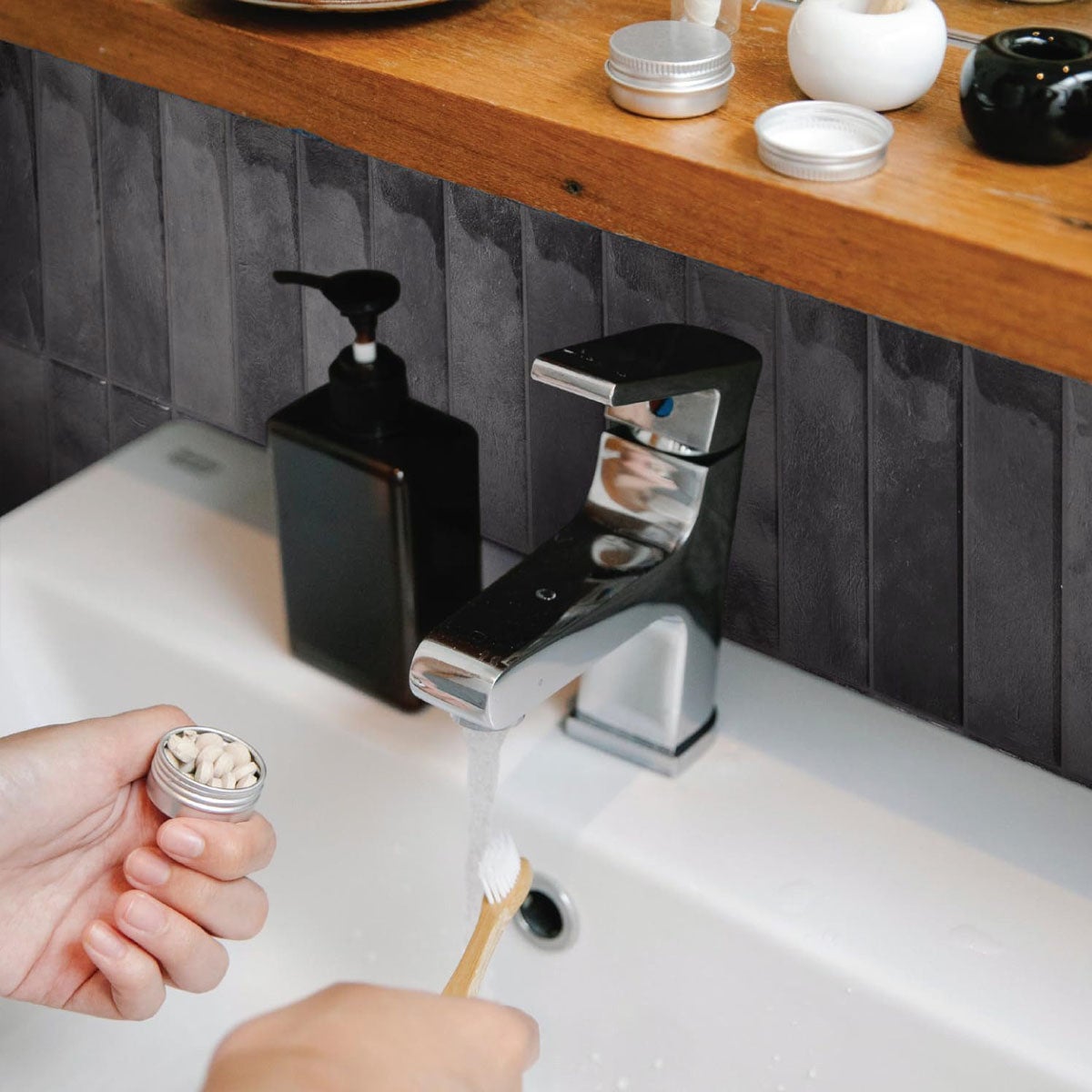 Lot de 10 crédences adhésives pour cuisine, salle de bain, carrelage mural, gris foncé - 5