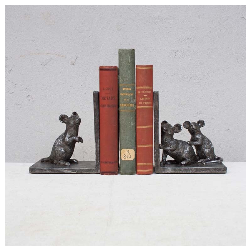 Serre-livres Souriceaux En Résine – 14x10x25 Cm (CHEHOMA)