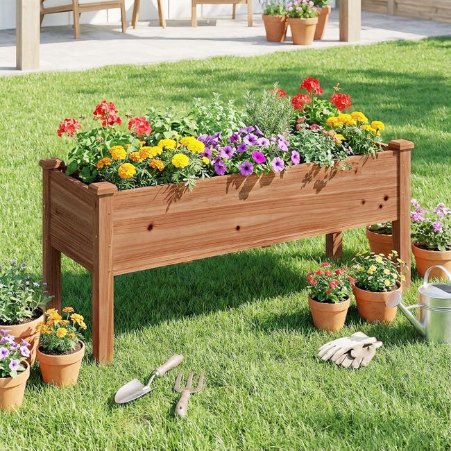 Fioriera Rialzata Con Ruote Da Esterno Per Fiori E Piante In Legno Fioriera Rialzata Con Ruote Da Esterno Per Fiori E Piante In Legno