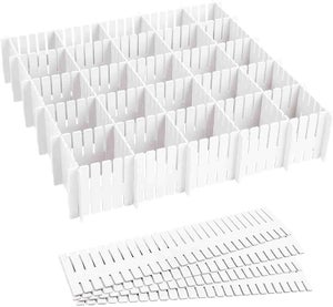 Separatori Per Cassetti Regolabili - 8 Pezzi In Plastica PP, Divisori Per Organizzare Biancheria Intima, Calzini, Cravatte E Accessori - Bianco