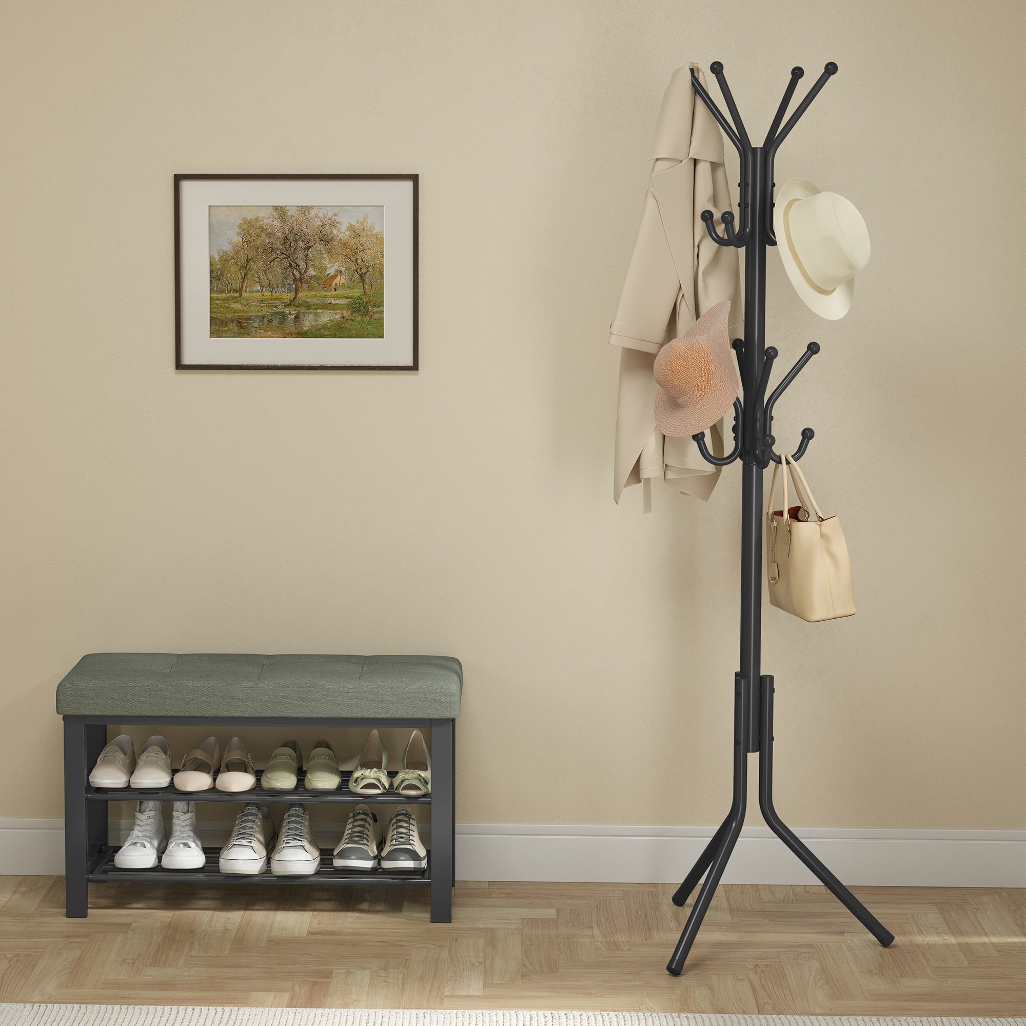 Portemanteau en Métal, avec Crochets, pour Salon, Entrée, Chambre, Noir - 7