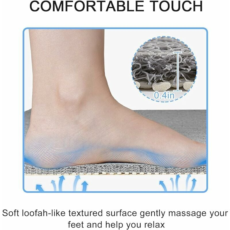 Tapis De Baignoire Antidérapant, Extra Long 16X40 Pouces, Tapis De Douche Pour Salle De Bain Avec Trou De Drainage (Couleur Claire) | Leroy Merlin