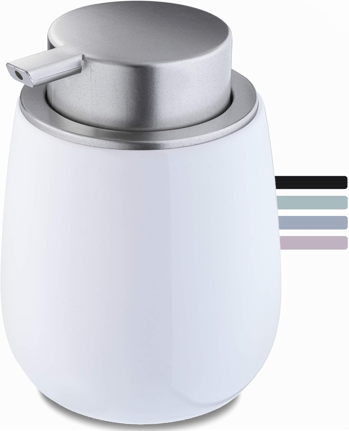 Dozownik do mydła ceramiczny, dozownik z pompką plastikową, dozownik do balsamu, okrągły błyszczący (biały)