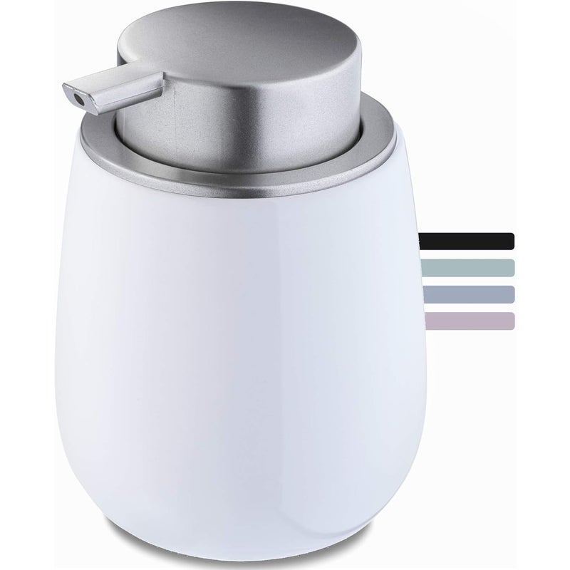 Dozownik do mydła ceramiczny, dozownik z pompką plastikową, dozownik do balsamu, okrągły błyszczący (biały)