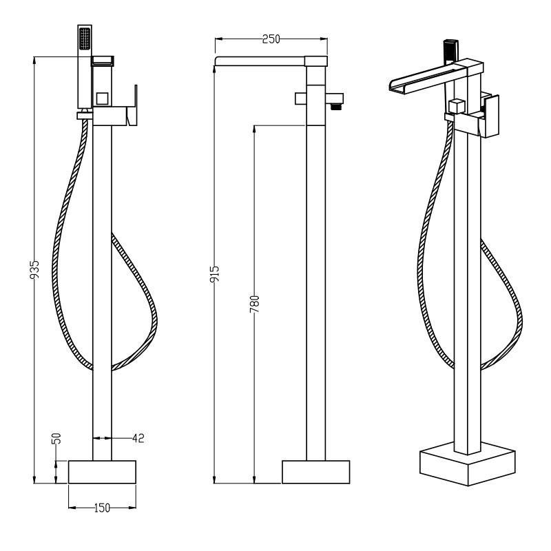 Robinet De Baignoire Au Sol 008 En Laiton Chromé Collection Enipée - 5