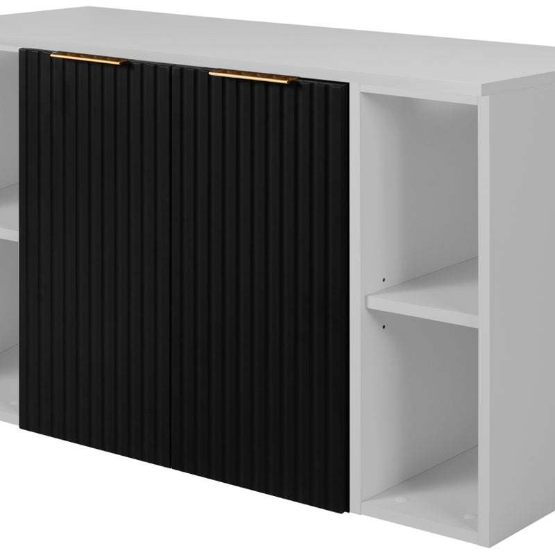 Zestaw łazienkowy FLOW 100 cm czarny z białym blatem i regałami