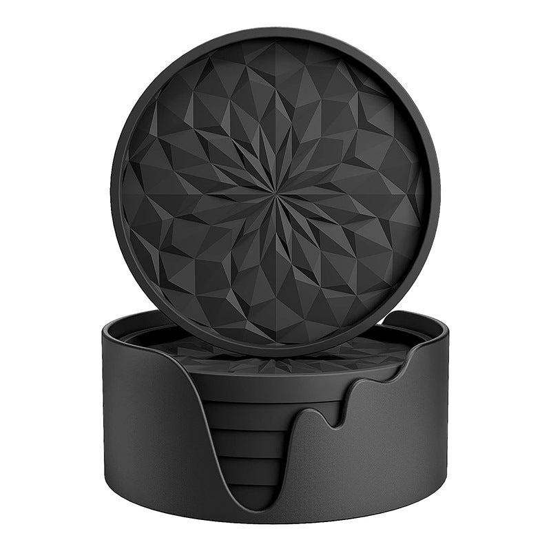 Czarne silikonowe podstawki, 10*10*0,65 cm, zestaw 6 sztuk z podstawkami pod kieliszki do napojów i wina.