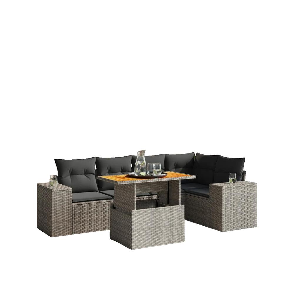 Zestaw mebli ogrodowych vidaXL 6 szt szary rattan modułowy