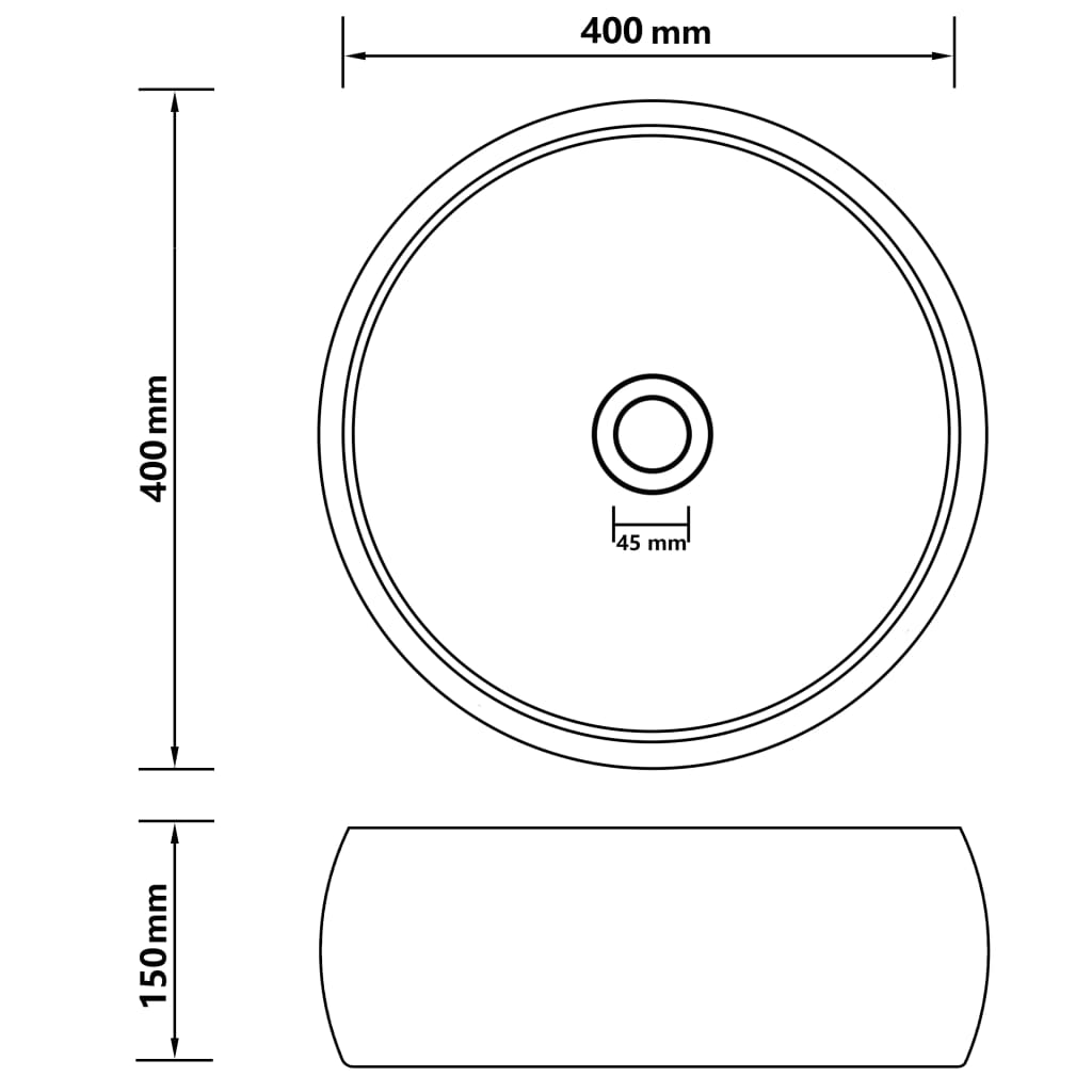 Lavabo rond de luxe Blanc mat 40x15 cm Céramique vidaXL - 3