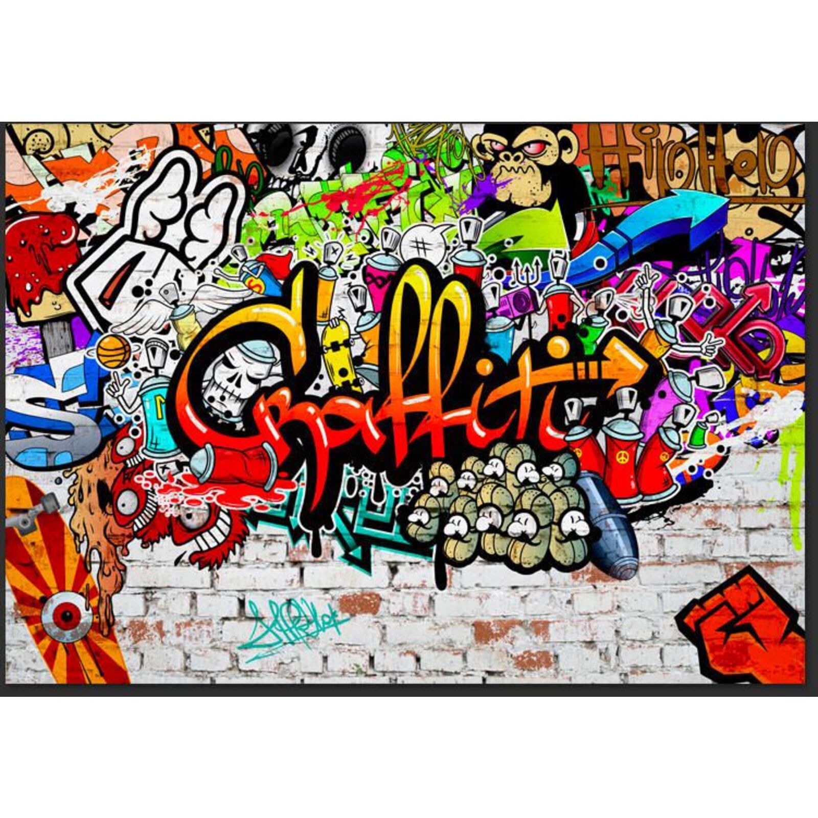 Papier peint graffitis colorés - 150 x 105 cm - 2