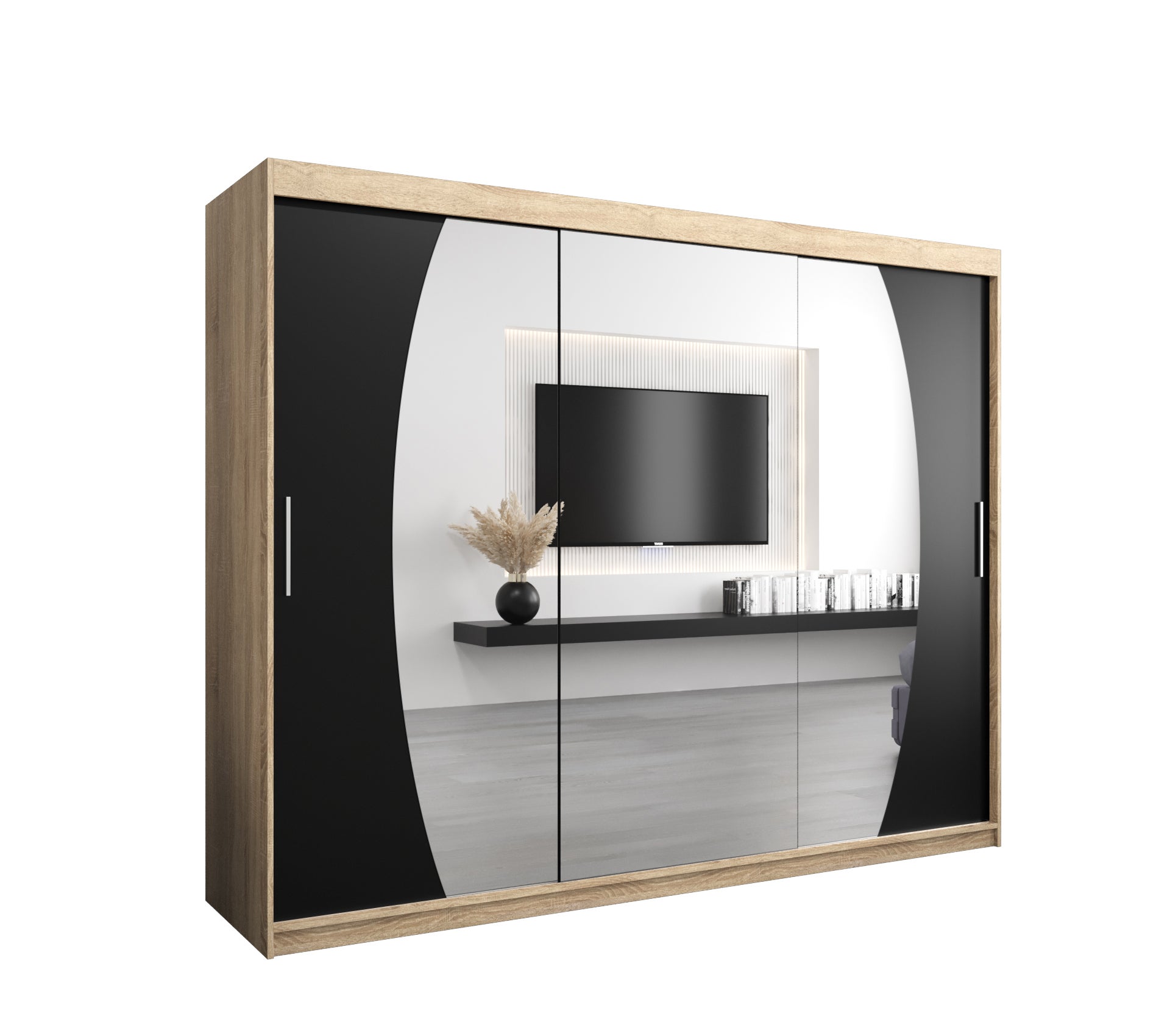 Szafa przesuwna garderoba ELYPSE 250 x 62 x 200 cm Sonoma + Czarny - Abiks Meble
