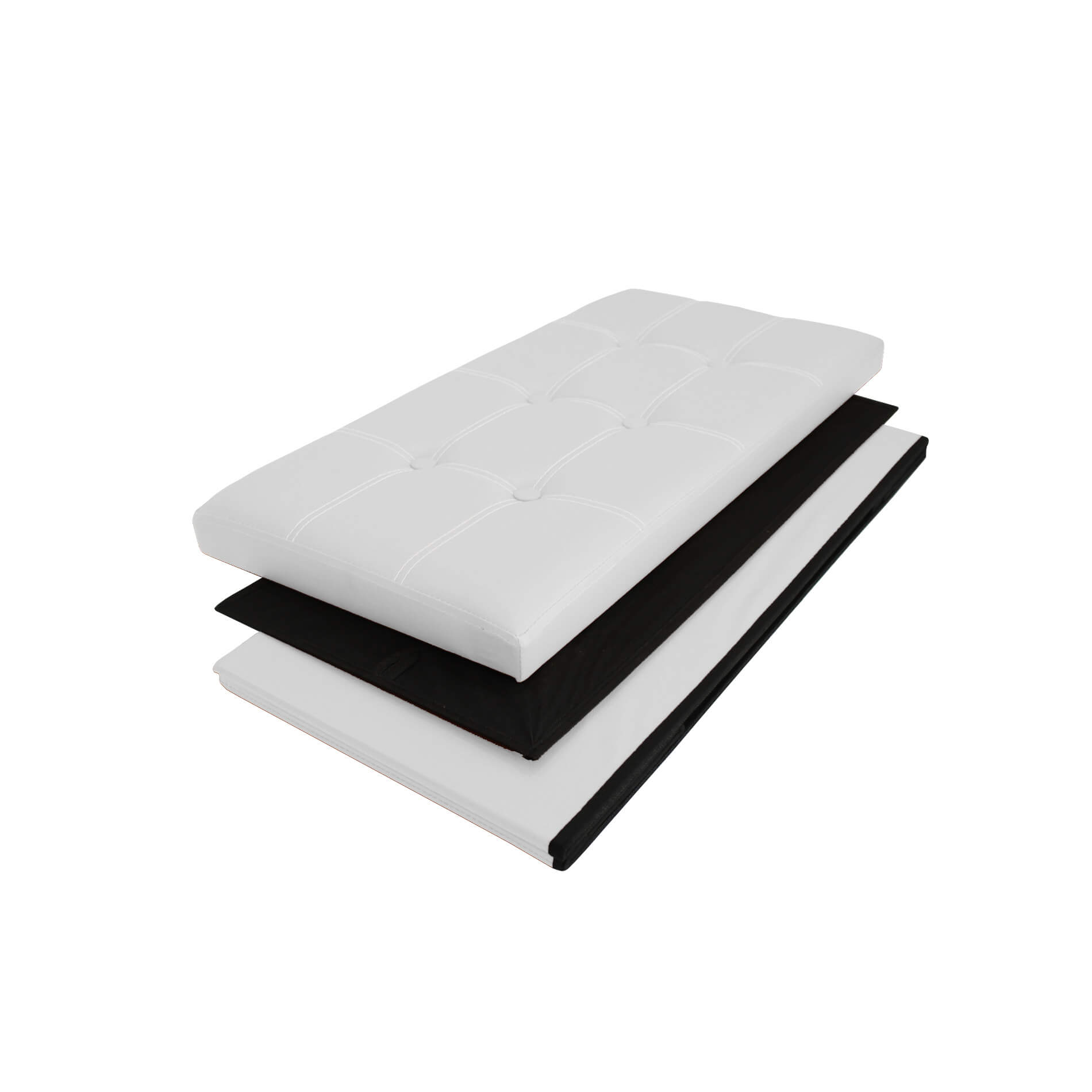 Pouf Coffre De Rangement Mobili Rebecca Banc Rectangle Blanc Stokage 38x76x38 - 6
