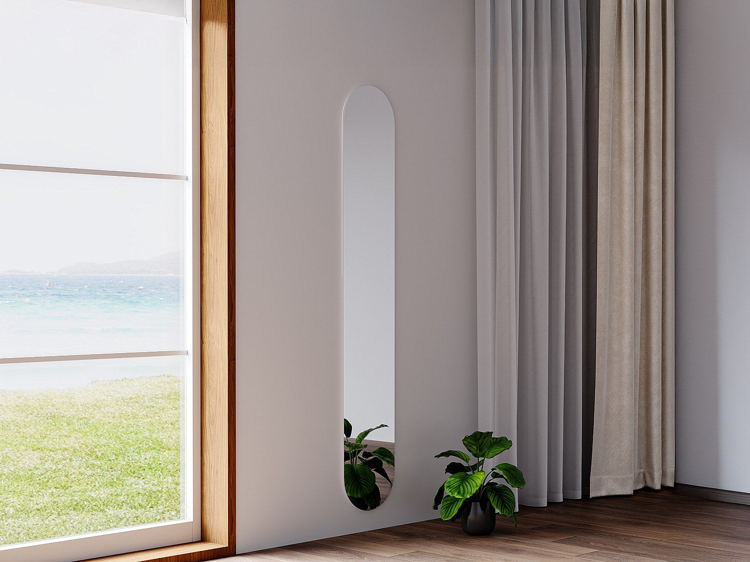 Lustro ścienne owalne - szer. 30 x wys. 175 cm - KANXI