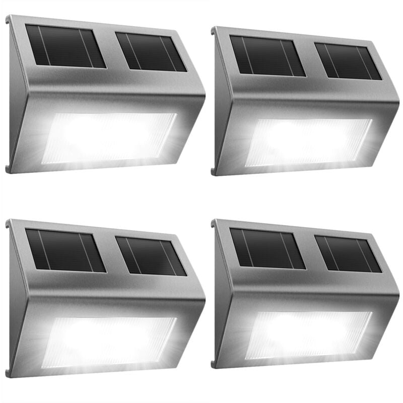 Zestaw 4 solarnych lamp ściennych LED, światło słoneczne, oświetlenie zewnętrzne