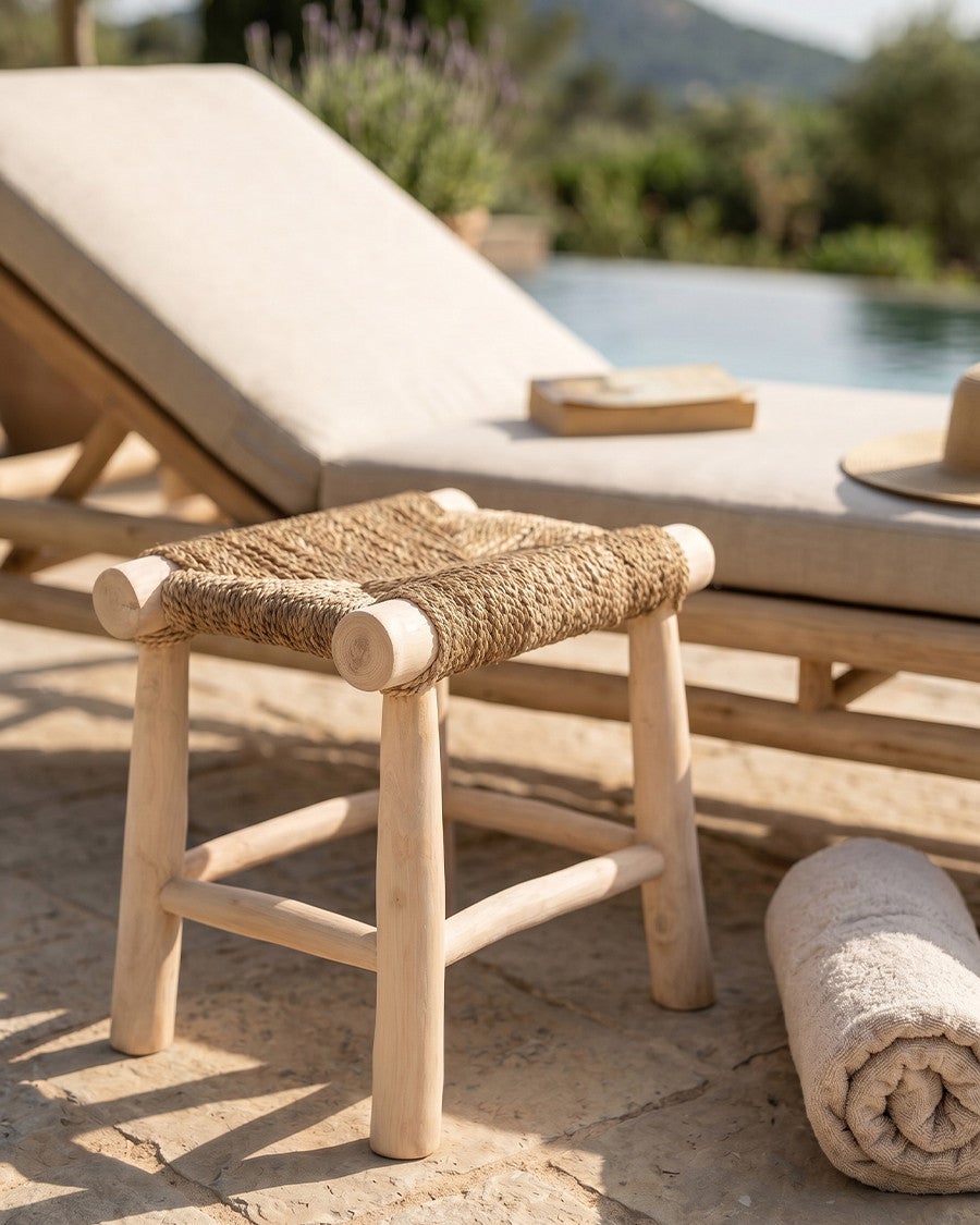 Matra - Tabouret en branche de teck et jacinthe d'eau | Leroy Merlin