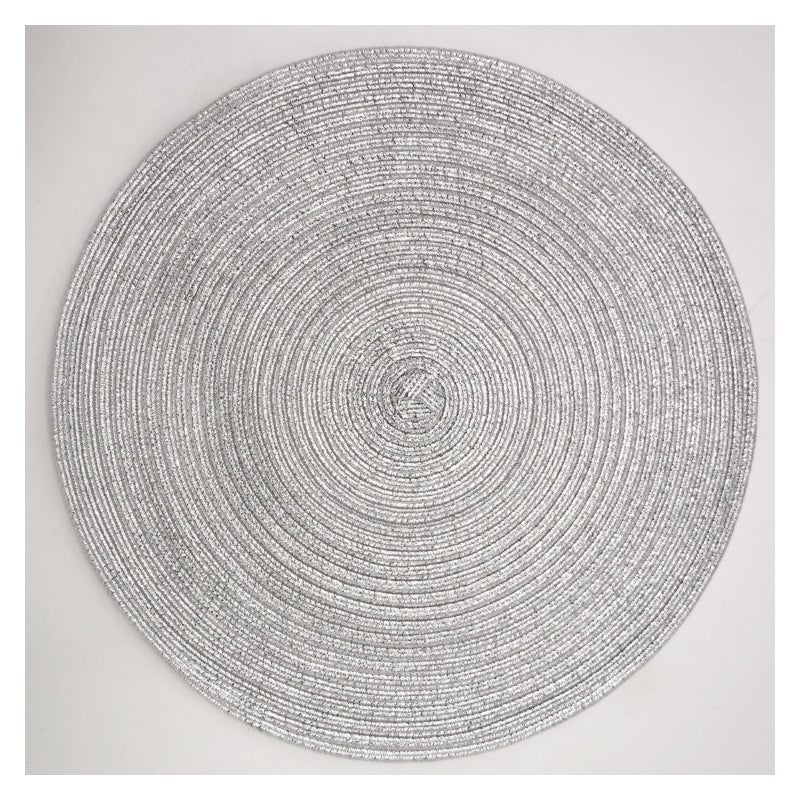Srebrna okrągła podkładka pod talerz 30*30 cm, 1 sztuka, brokatowa podkładka, odpowiednia na świąteczne przyjęcie rodzinne, wesele, dekoracja stołu