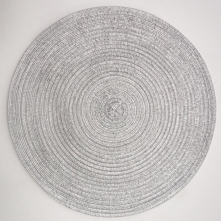 Srebrna okrągła podkładka pod talerz 30*30 cm, 1 sztuka, brokatowa podkładka, odpowiednia na świąteczne przyjęcie rodzinne, wesele, dekoracja stołu