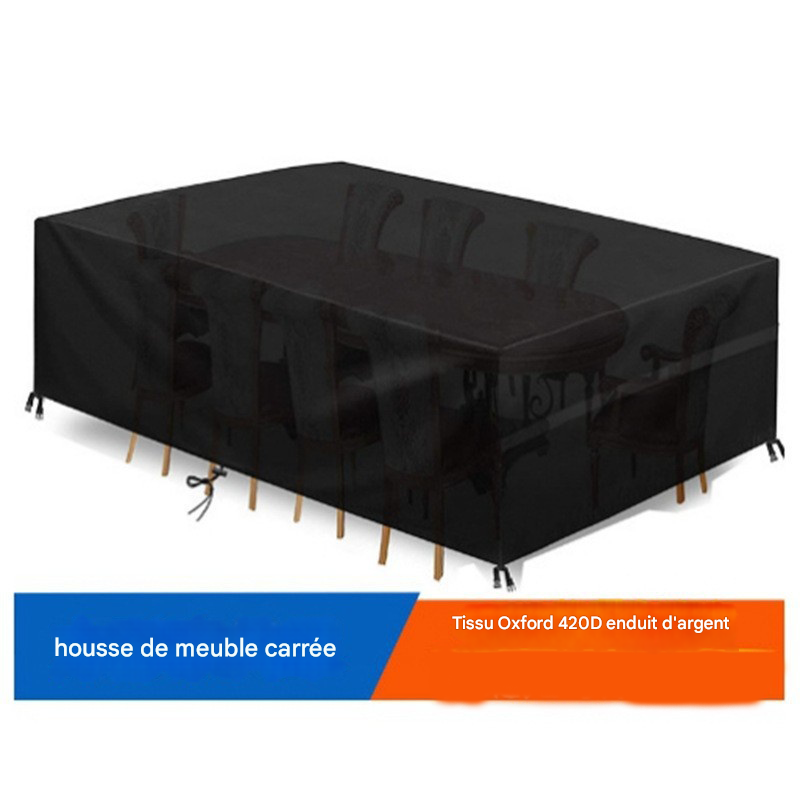 Housse pour mobilier de jardin, housse de table de jardin 180*100*75 cm, coupe-vent et résistante aux UV, tissu Oxford 420D - 3
