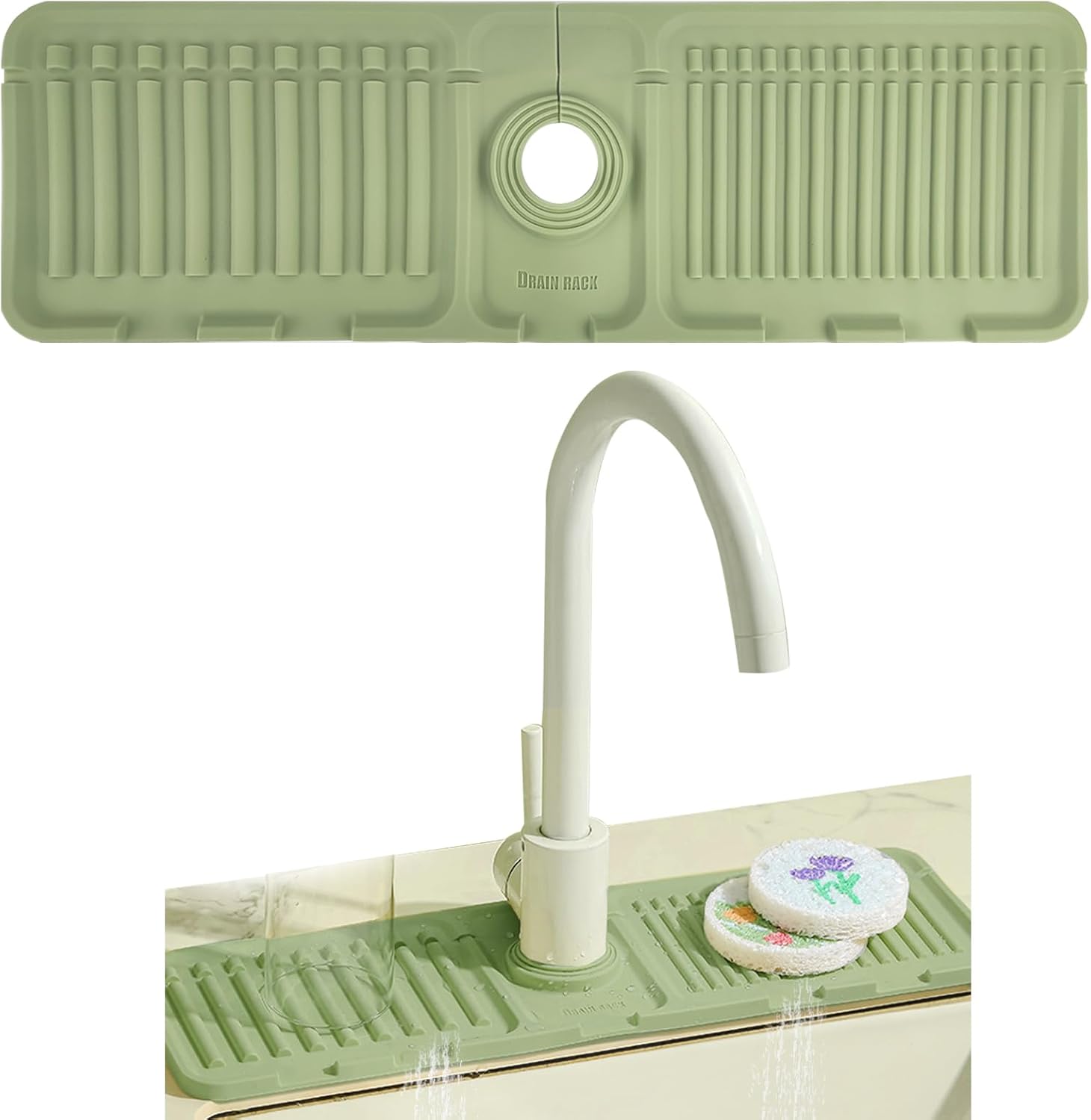 Tapis De Drainage Pour évier De Cuisine En Silicone - 37x10 Cm, Anti-éclaboussures, Facile à Installer