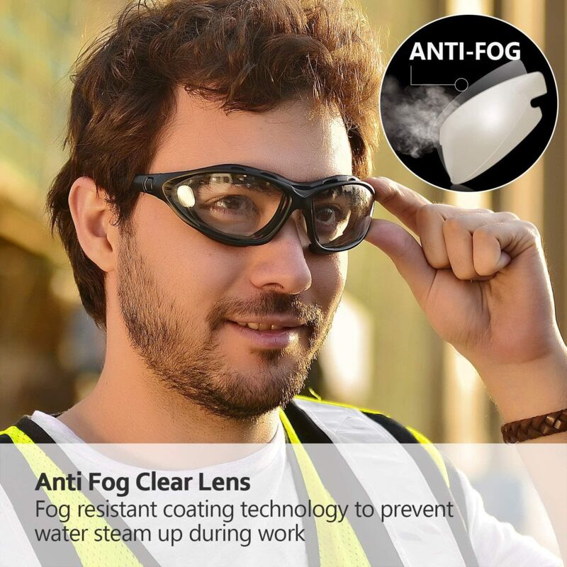 Gafas seguridad trabajo con antivaho y cinta para el cuello seguridad contra rayaduras adecuadas para el tiro cocina el laboratorio protección UV más - 2