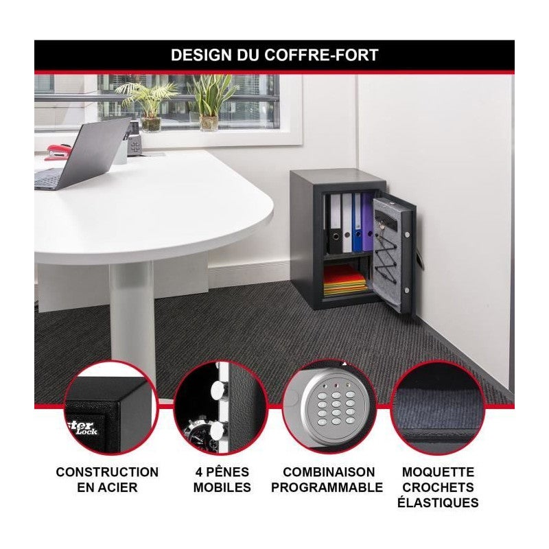 Coffre-Fort Haute Sécurité - MASTER LOCK - T6-331ML - Combinaison Électronique - Large 61,7 Litres - 4