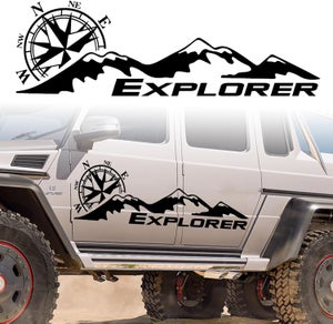 Autocollant Montagne Forêt Vinyle - Décalque Voiture Tout-Terrain SUV Jeep 100x17cm