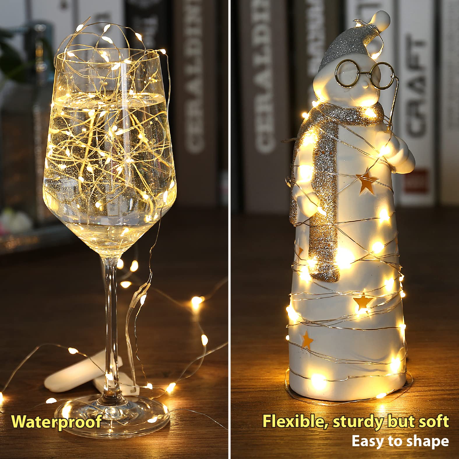 6 Packs Guirlande Lumineuse LED, 2.1m 20LEDs Blanc Chaud Guirlandes Lumineuses à Piles,Mini Guirlande Led Étanche Guirlande pour bouteille Chambre - 4