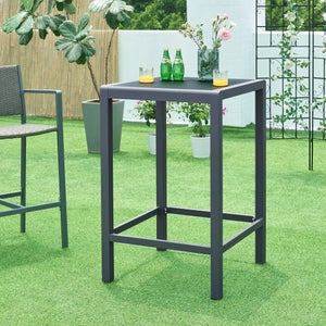 Tavolino Da Esterno Modway Shore, Alluminio Anodizzato E Doghe In Legno, Grigio Argento, 40x40x36 Cm - 3
