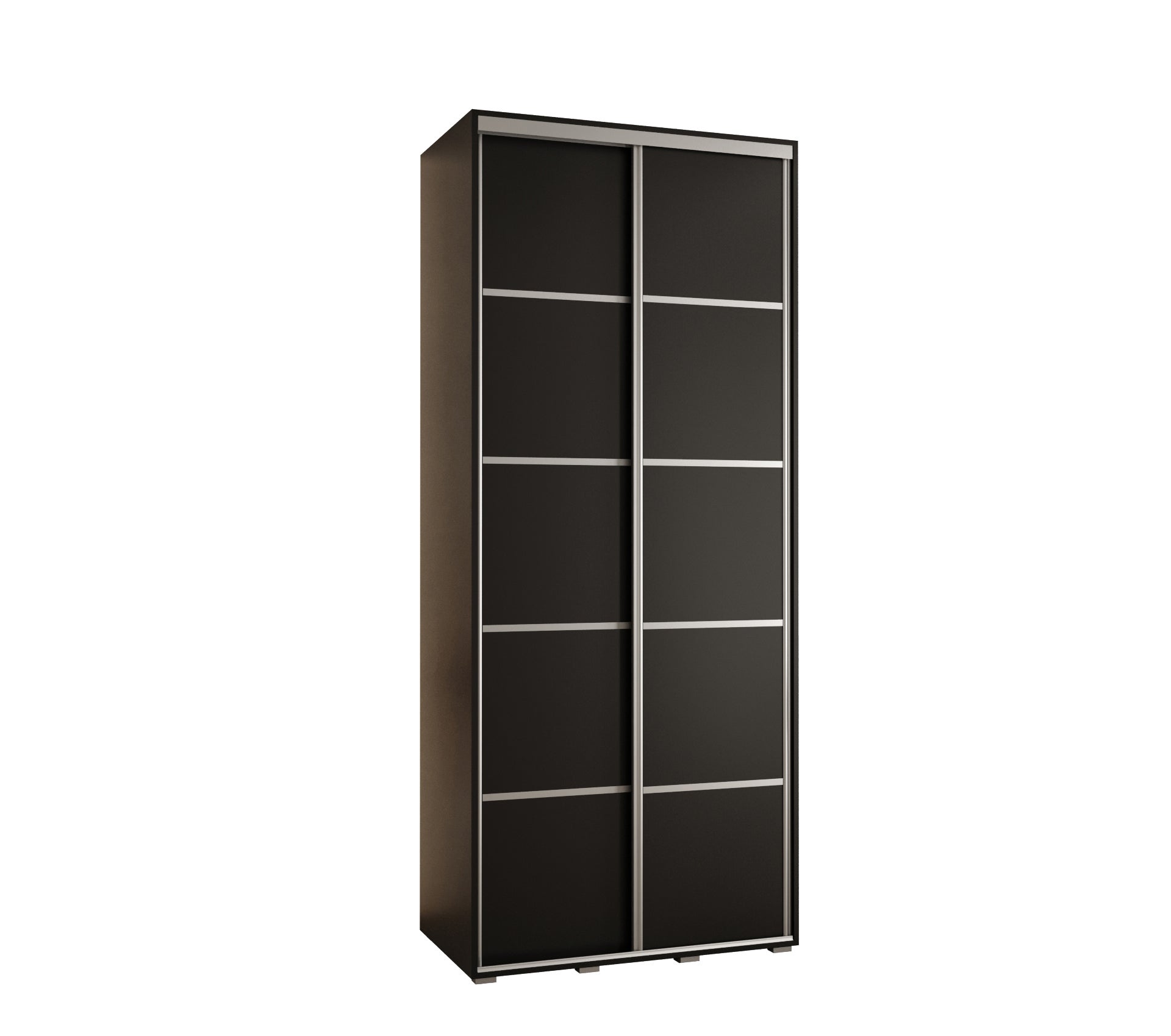 Szafa przesuwna wysoka Davos 4 120 x 45 x 235,2 cm czarny + czarny + u. srebrny - Abiks Meble