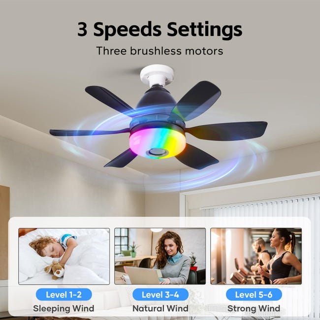 Ventilatore Da Soffitto, Luce LED 32 W Con 3 Temperature Di Colore E Rgb Motore Dc Con Telecomando Pc Bianco 77220477 Ventilatore Da Soffitto, Luce LED 32 W Con 3 Temperature Di Colore E Rgb Motore Dc Con Telecomando Pc Bianco 77220477