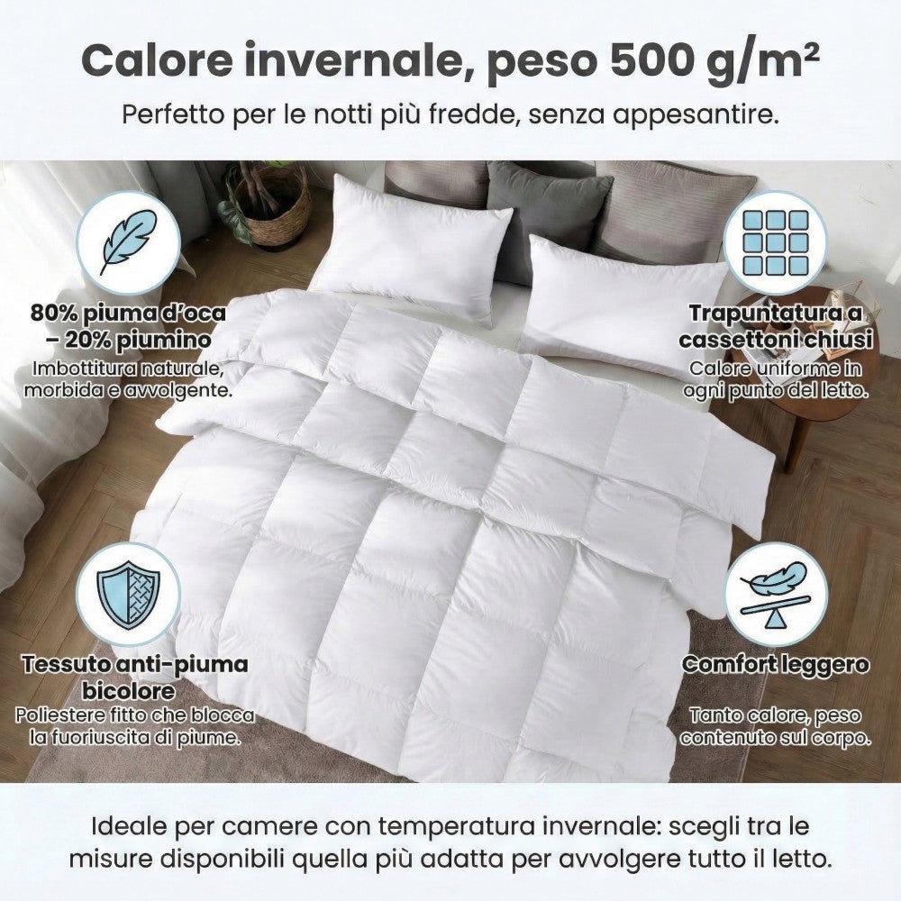 Duvet d'oie Stream 500 GR. 80% PLUME OCA 20% COUETTE OCA Blanc Cm. 155X200 - 2