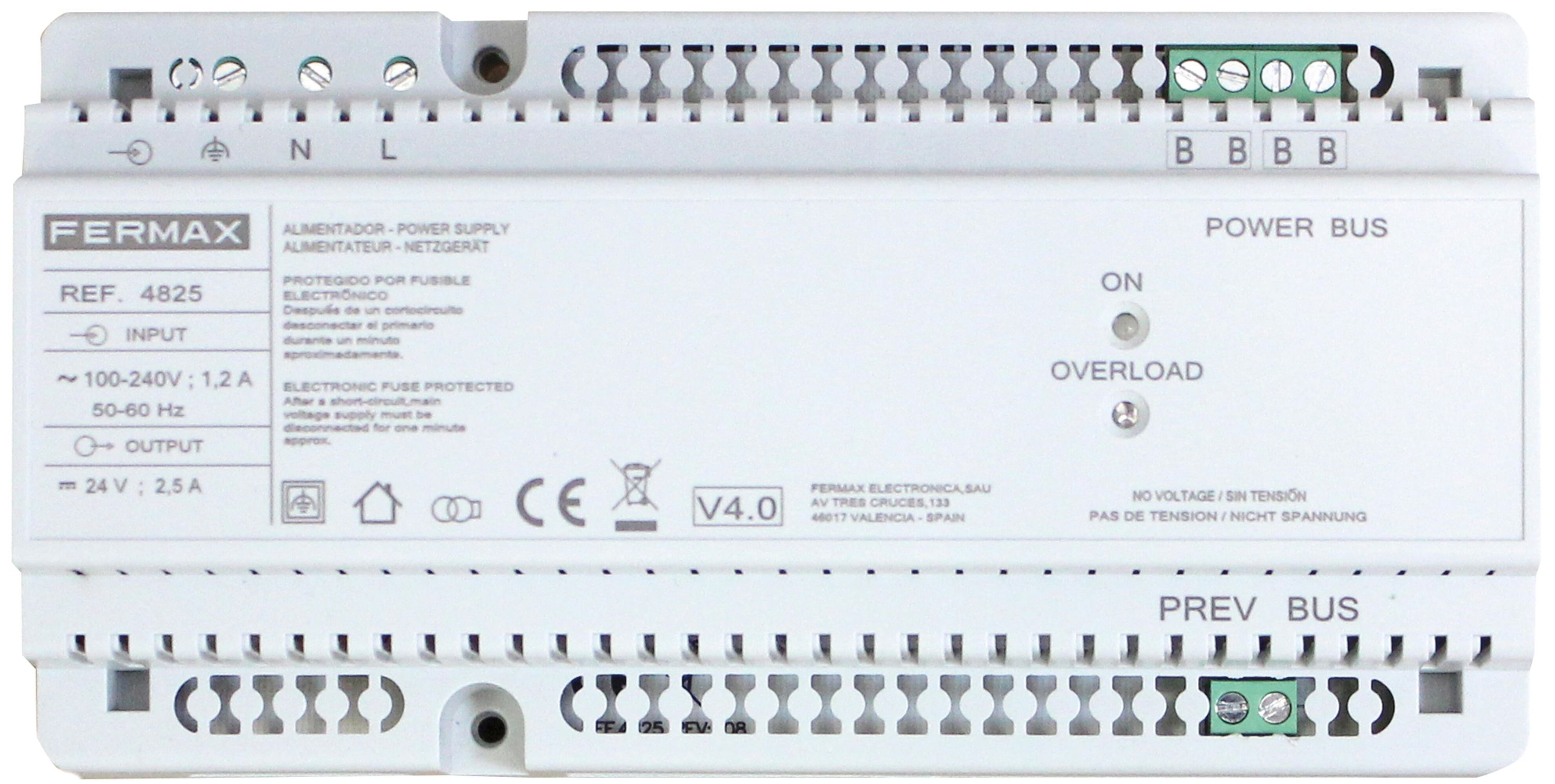 Alimentation + filtre DIN10 24VDC-2.5A FERMAX 4825 - 2