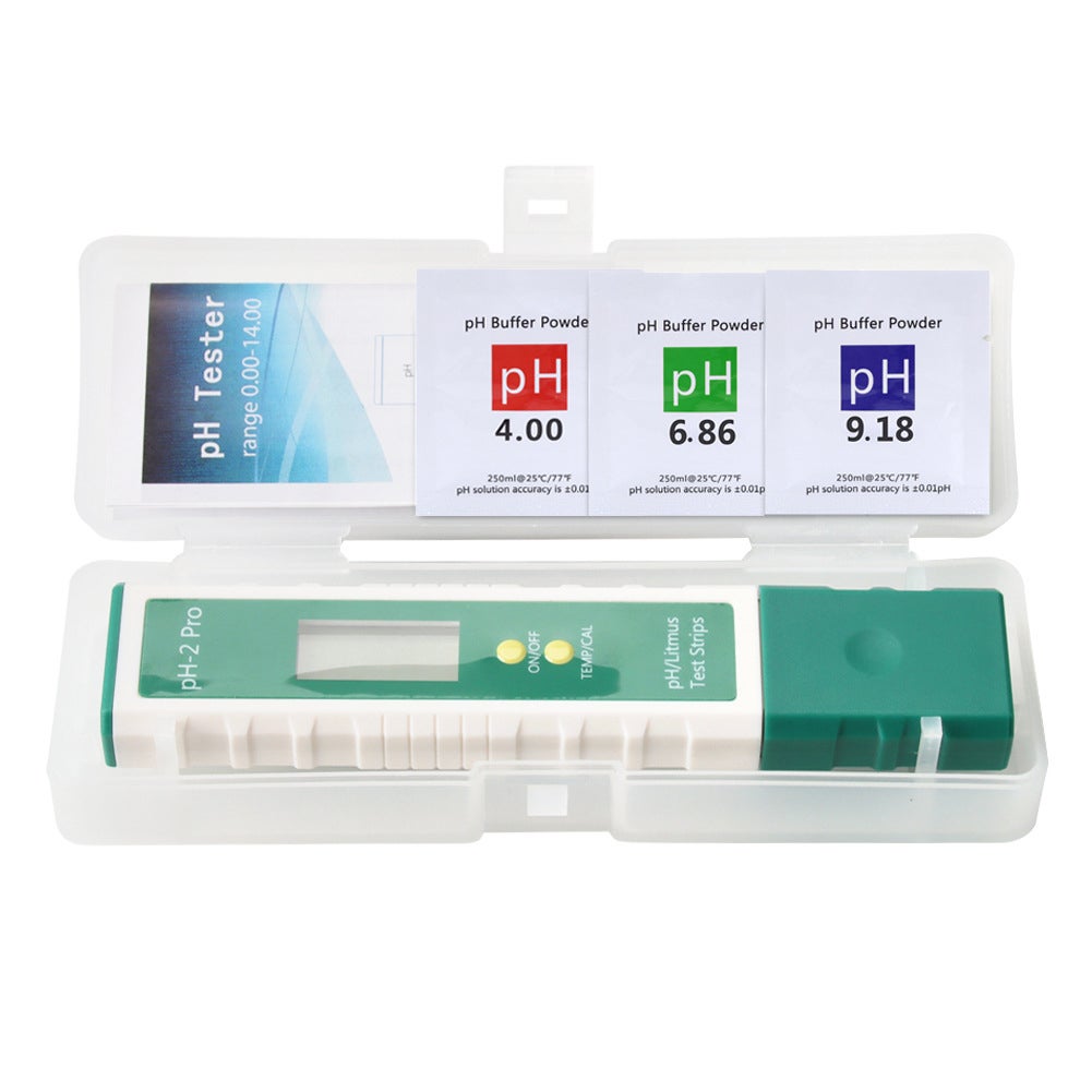 Stylo de test d'acide et d'alcali de pH d'affichage de température de PH-2Pro blanc et vert, mètre d'essai de qualité de l'eau - 9