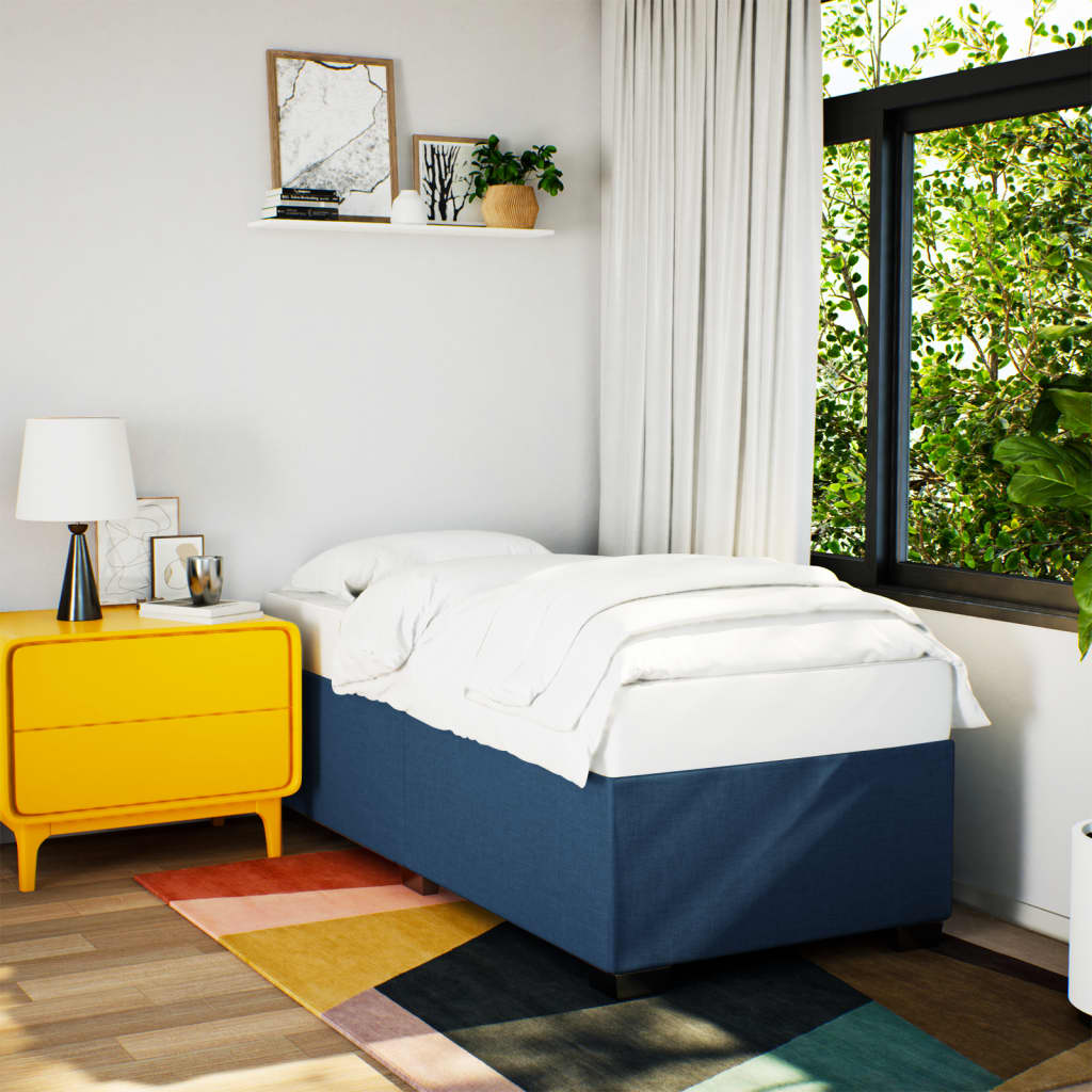 Sommier à lattes de lit avec matelas Bleu 100x200 cm Tissu - 3