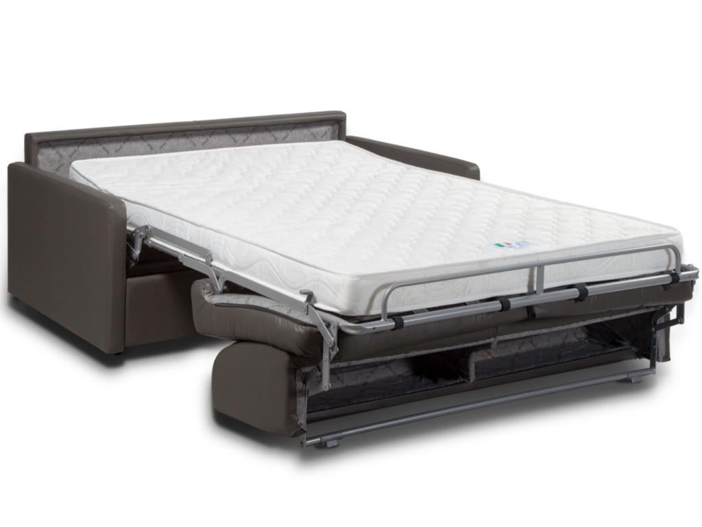 Canapé 4 places convertible express en simili gris - Couchage à lattes larges 160 cm - Matelas 14 cm CALIFE - 5