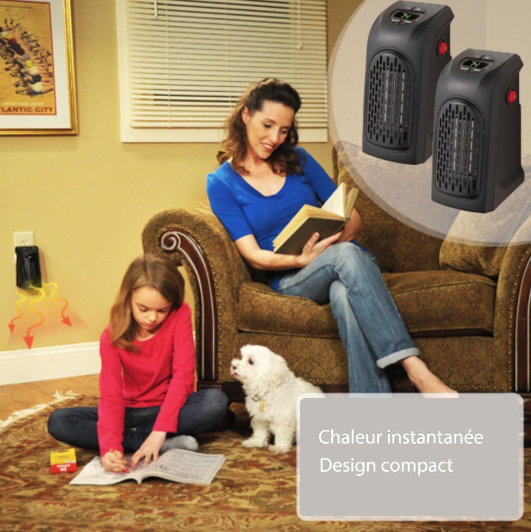 Chauffage d'appoint sans fil - Thermostat réglable - Chauffe une pièce entière en quelques minutes - 350 W - 2