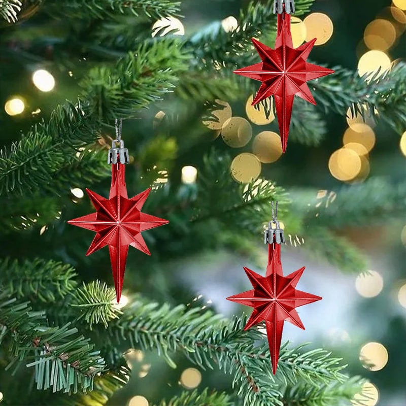 12 decorazioni natalizie galvanizzate da 8 cm - Stella a 8 punte per albero e location - 5