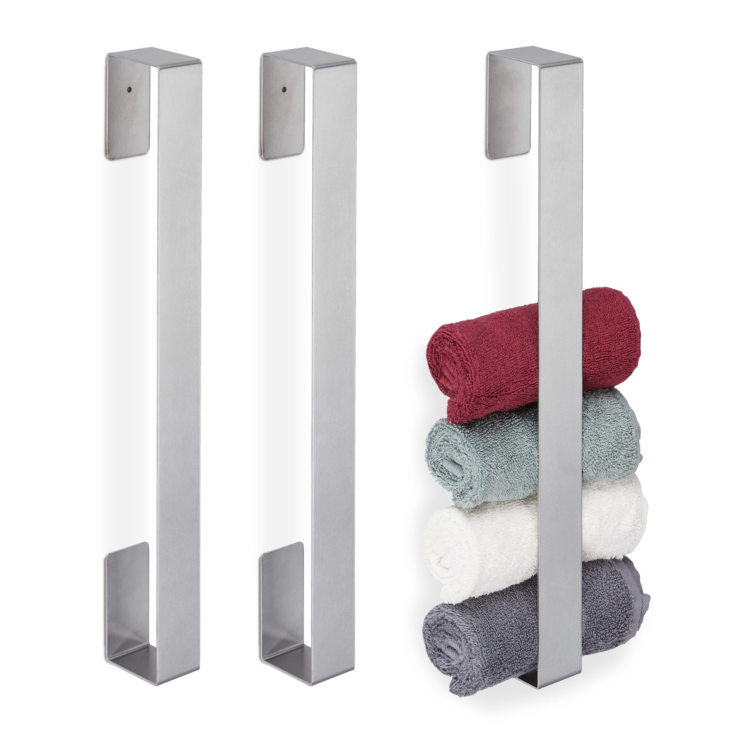 Portasciugamani Autoadesivo Da Parete - Doppia Barra Per Bagno E Cucina - Installazione Facile Senza Fori - Foto 2