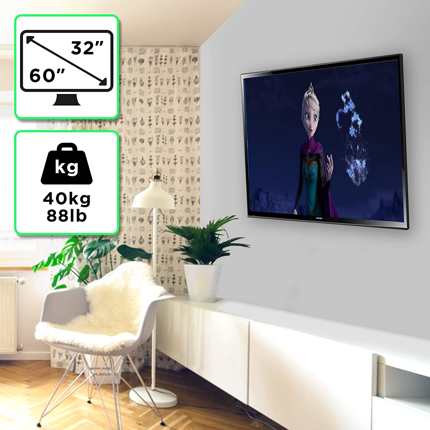 Carrello Porta TV Da Pavimento Regolabile - Supporto TV 32-65 Pollici, Altezza Fino A 174 Cm, VESA 400x400