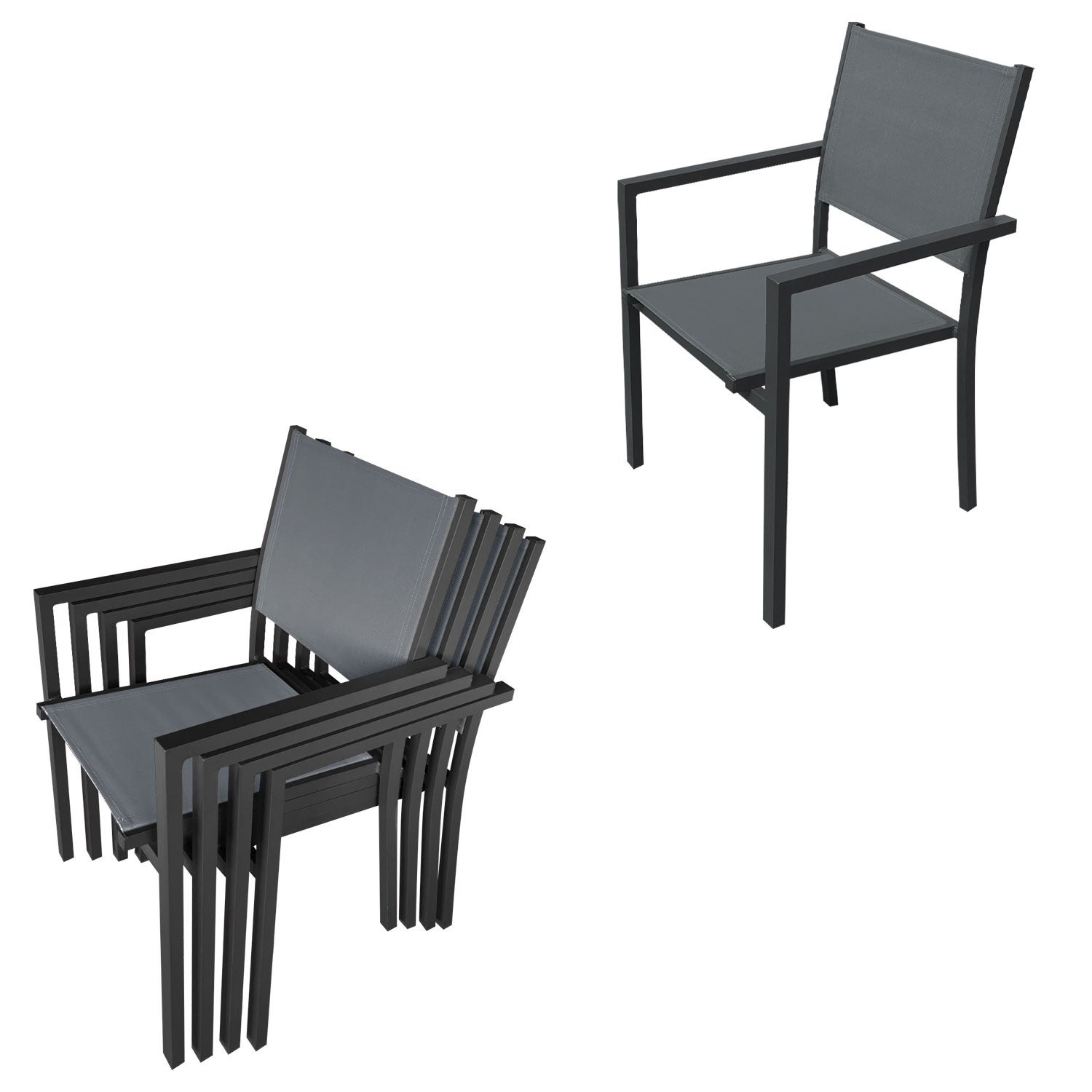 Salon de jardin 8 places gris et aluminium anthracite extensible 90/180 VENEZIA - 6