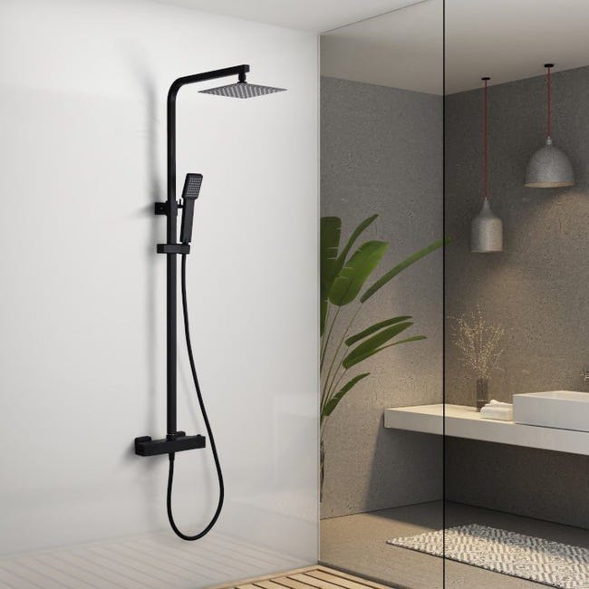 Conjunto de ducha termostático VIGO negro mate Leroy Merlin