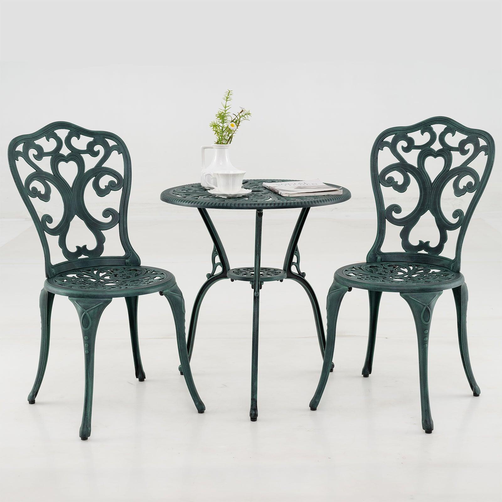 COSTWAY 3 Pezzi Set Mobili da Pranzo, con Tavolo e 2 Sedie da Cucina, Struttura di Metallo e Legno, Rustico Elegante (Nero + Marrone
